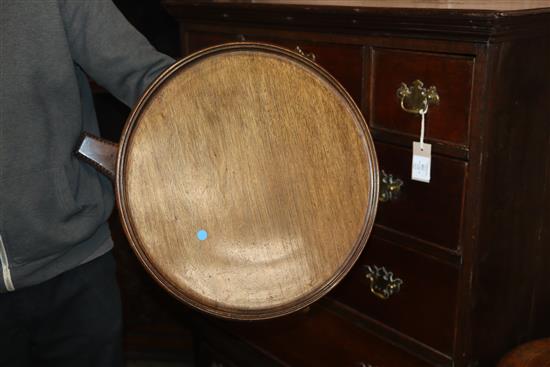 A pair of William IV circular rosewood and mahogany wine tables (altered) H.60cm